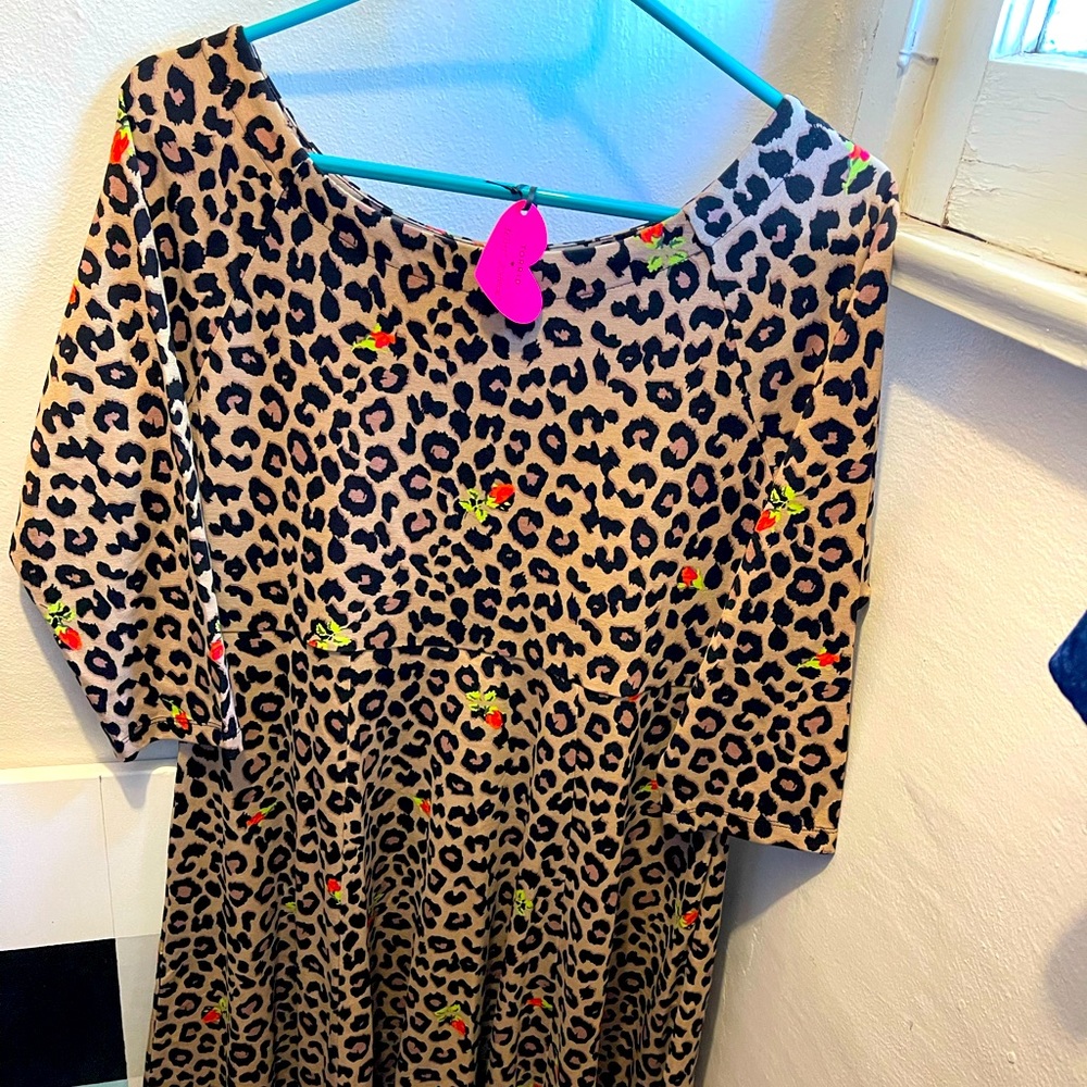 Betsey Johnson leopard ponte mini skater dress
